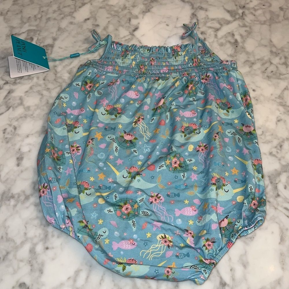 Posh Peanut Blue Mermaid Print One-Piece